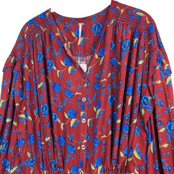Free People Mini Flower Fields Mini Burgundy Dress S/P - Picture 11 of 15